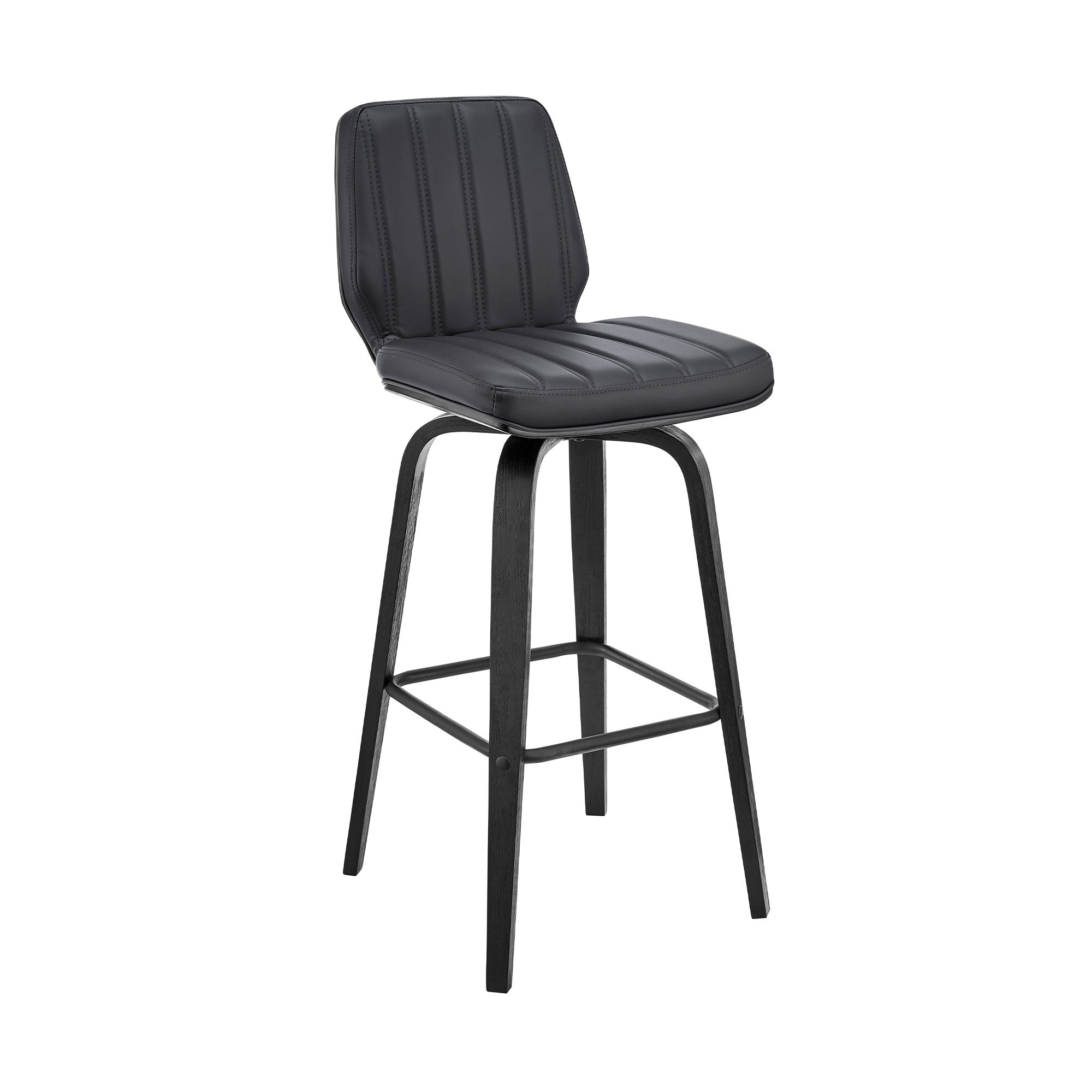 42" Gray Faux Leather And Iron Swivel Bar Height Chair