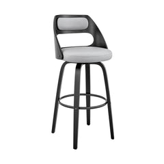 37" Gray Faux Leather And Iron Swivel Counter Height Bar Chair
