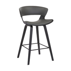 37" Gray And Black Iron Low Back Counter Height Bar Chair With Footrest