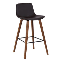 35" Brown Faux Leather And Iron Counter Height Bar Chair
