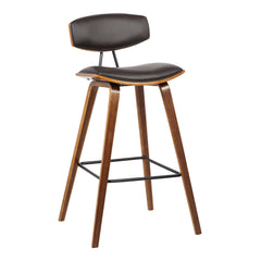 36" Brown Solid Wood Low Back Counter Height Bar Chair With Footrest
