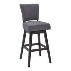 42" Gray Fabric and Dark Brown Solid Wood Swivel Counter Height Chair
