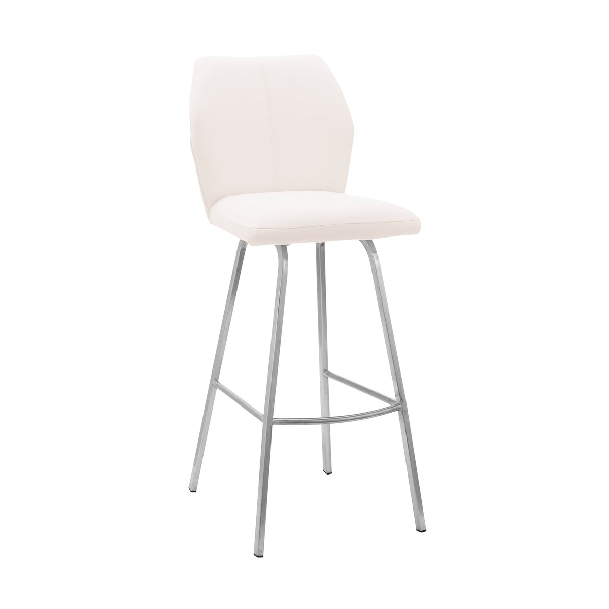 38" White Faux Leather And Iron Counter Height Bar Chair