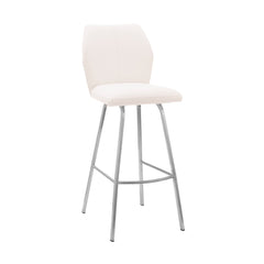 38" White Faux Leather And Iron Counter Height Bar Chair