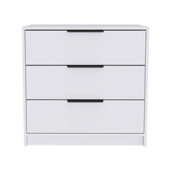 28" White Manufactured Wood Three Drawer Standard Dresser