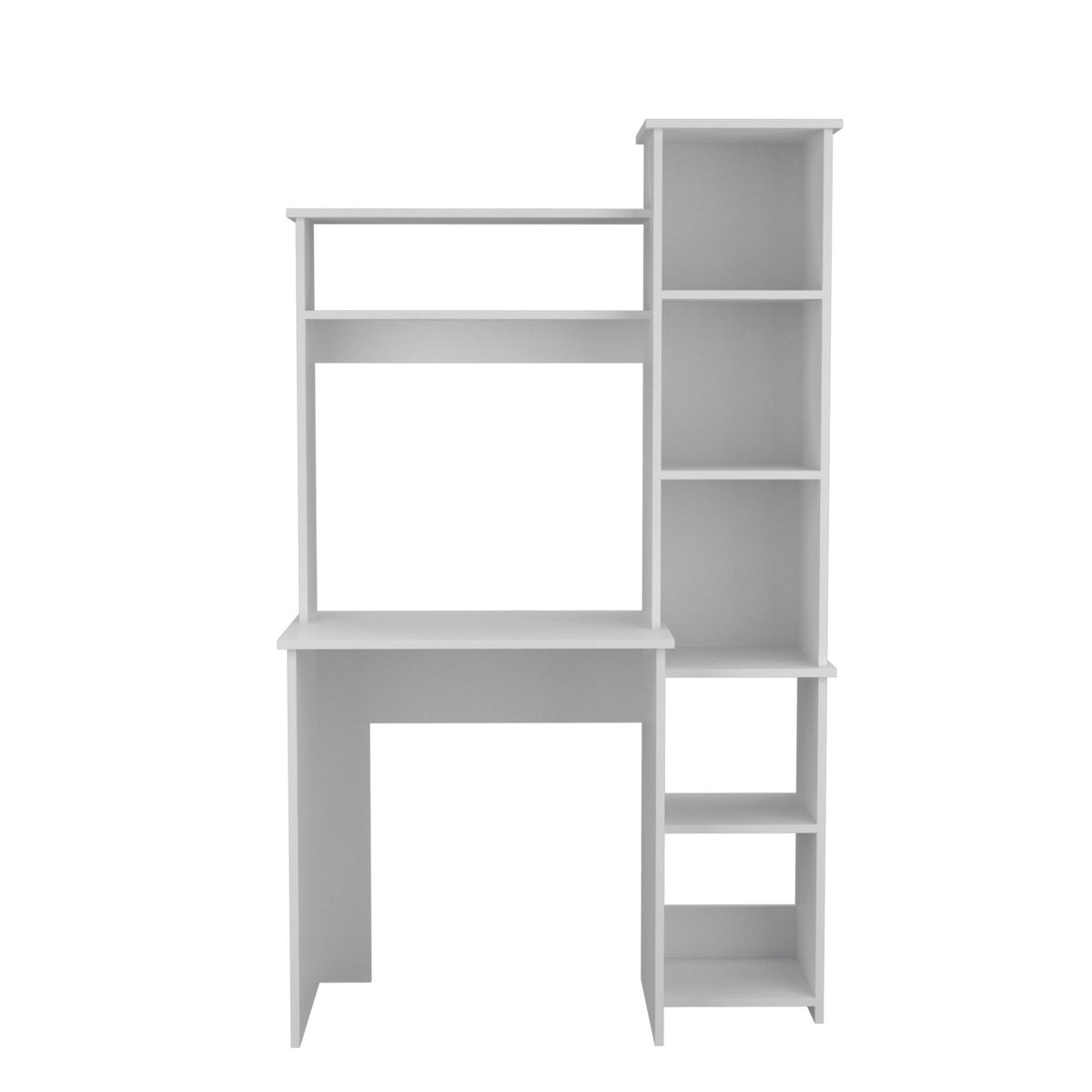 Modern White Office Desk with Storage Cabinet