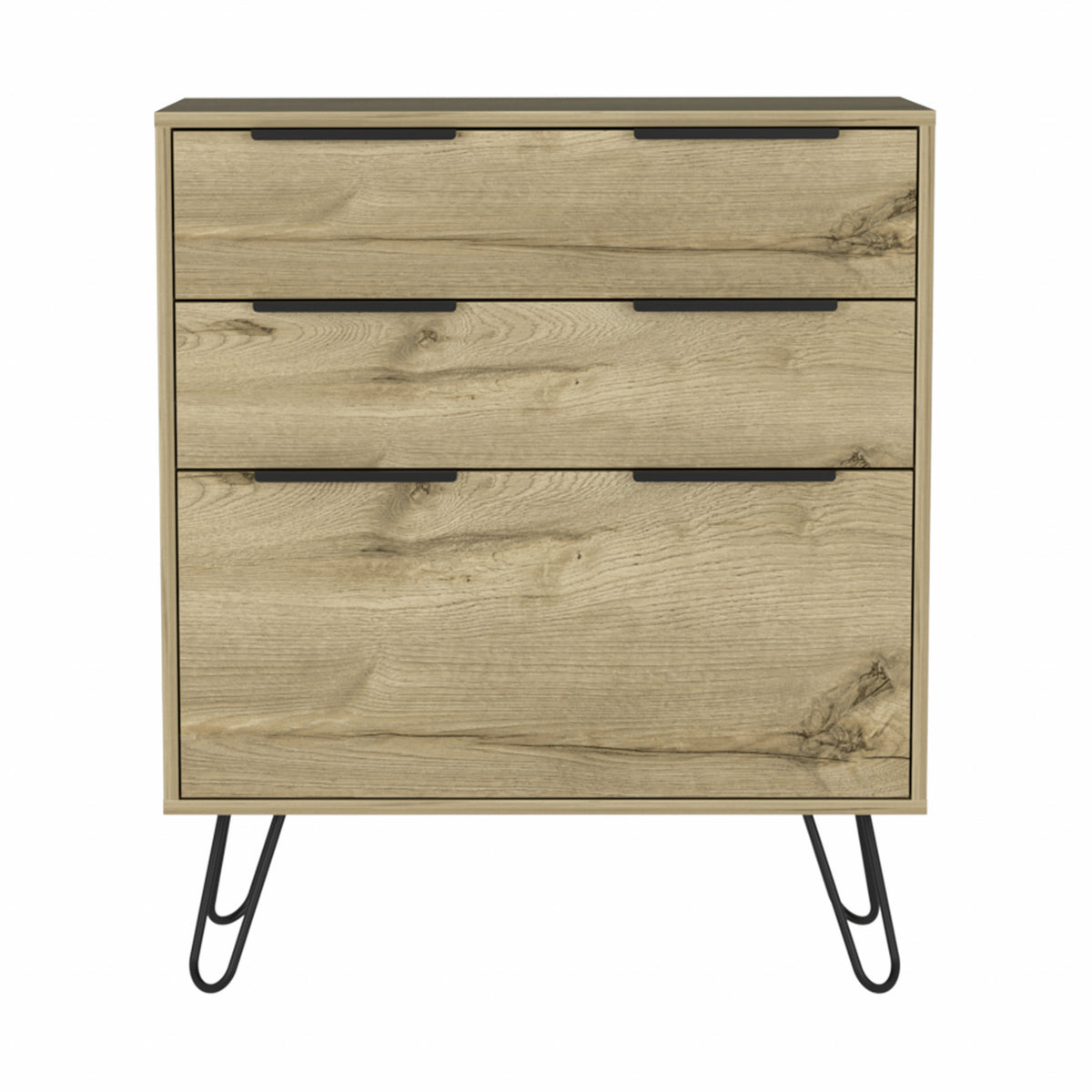 30" Light Oak Manufactured Wood Three Drawer Standard Dresser