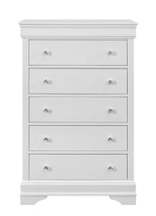 31" Metallic White Solid Wood Five Drawer Standard Chest