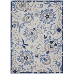 12' X 15' Blue And Grey Ikat Non Skid Indoor Outdoor Area Rug