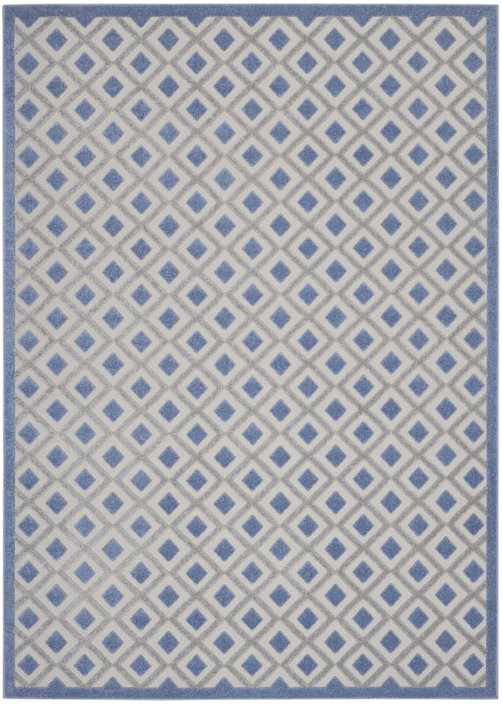 12' X 15' Blue And Grey Gingham Non Skid Indoor Outdoor Area Rug