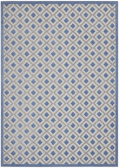 10' X 13' Blue And Grey Gingham Non Skid Indoor Outdoor Area Rug