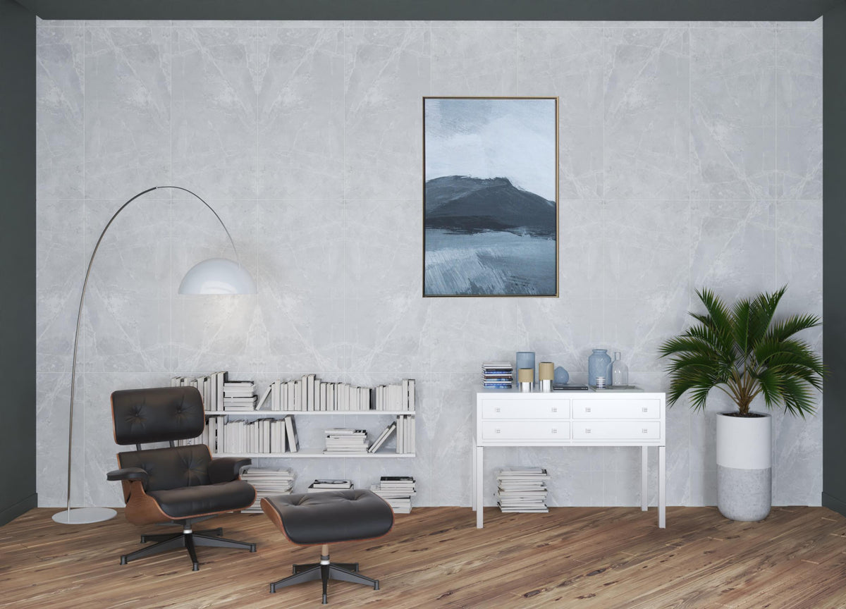 Set of Three Abstract Mountains Gold Floater Frame Painting Wall Art