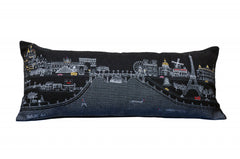 35" Black and White Paris Nighttime Skyline Standard Lumbar Decorative Pillow