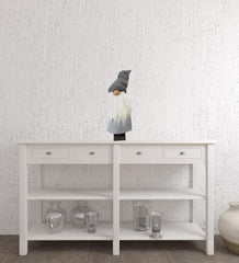 Set Of Two 19" Red And Grey Fabric Standing Gnomes