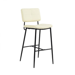 Set Of Two 41" Cream Faux Leather And Black Low Back Bar Height Bar Chairs