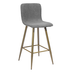 Set Of Two 40" Gray And Gold Bar Height Chairs With Footrest