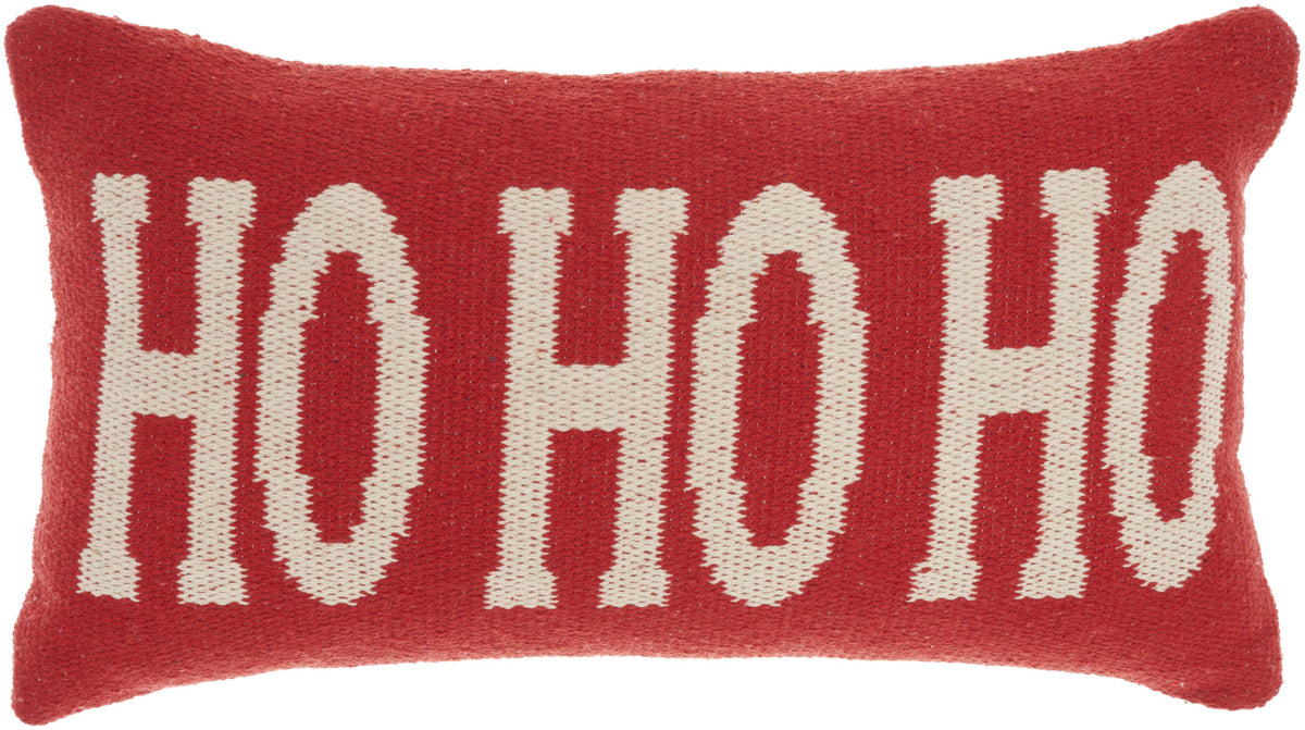 12" X 22" Red Zippered Handmade 100% Cotton Christmas Throw Pillow