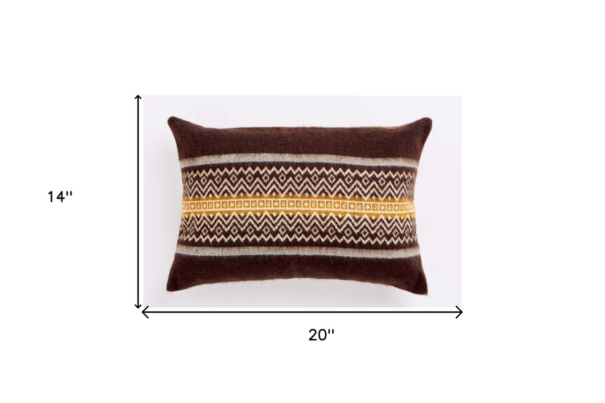20" X 14" Brown And White Bear Zippered Acrylic Lumbar Pillow Cover