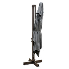 13' Dark Gray Polyester Rectangular Tilt Cantilever Patio Umbrella With Stand