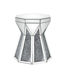 24" Gray And Silver Mirrored Octagon End Table