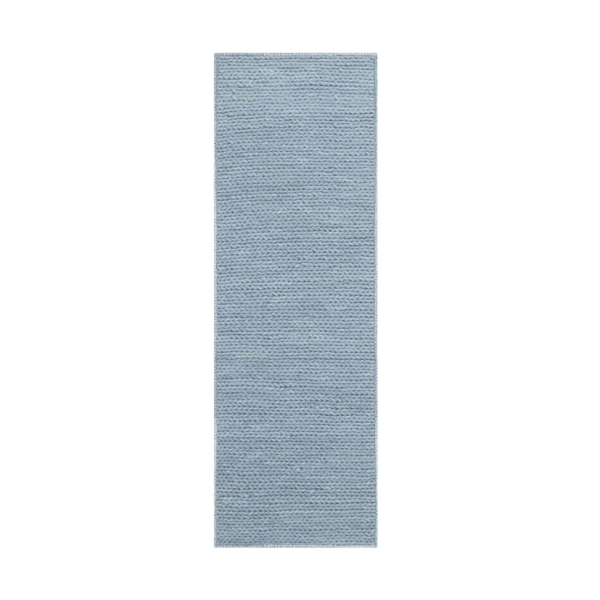 10' Light Blue Wool Handmade Stain Resistant Runner Rug