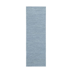 10' Light Blue Wool Handmade Stain Resistant Runner Rug