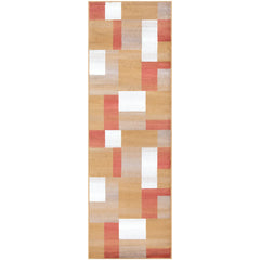 8' Terra Cotta Patchwork Power Loom Stain Resistant Runner Rug