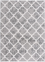 7' X 9' Grey Geometric Power Loom Stain Resistant Area Rug