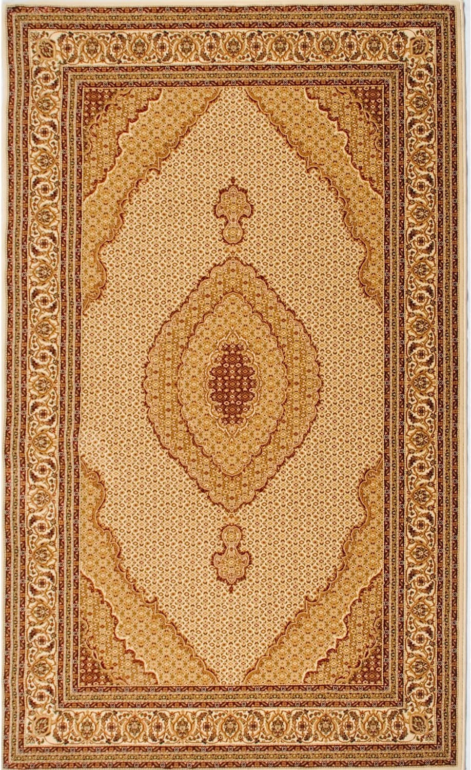 3' X 20' Cream Oriental Power Loom Stain Resistant Area Rug