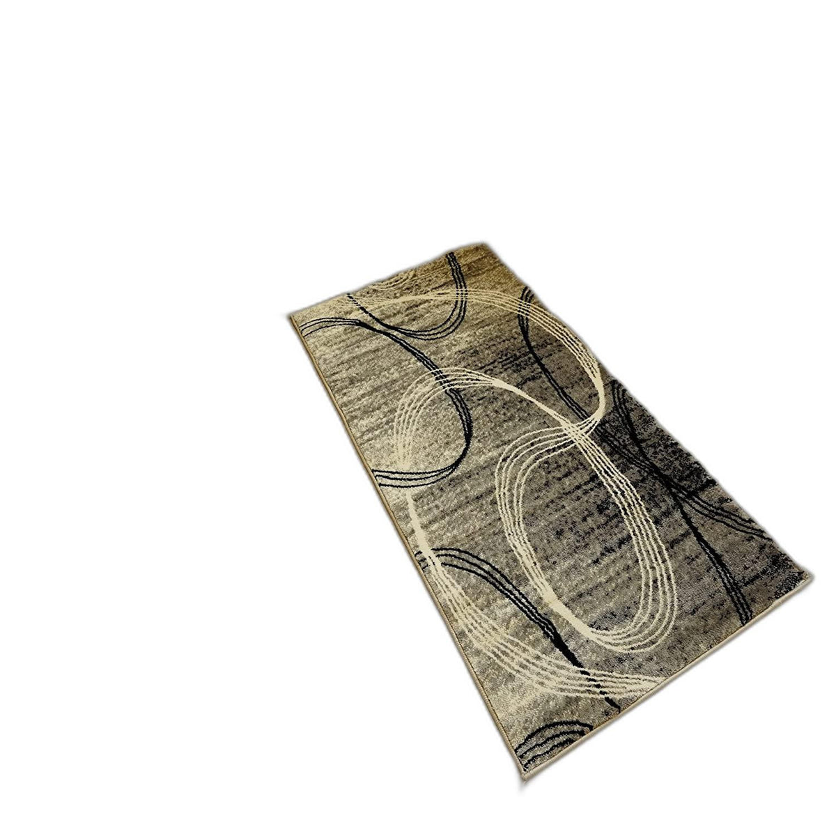 3' X 15' Grey Abstract Power Loom Stain Resistant Area Rug