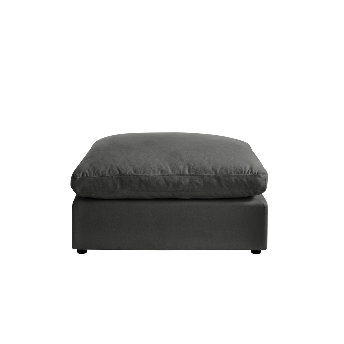 36" Charcoal Linen And Black Ottoman