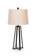 Set Of Two 29" Black Acrylic Table Lamps With Beige Empire Shade