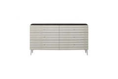 62" Grey Manufactured Wood Six Drawer Double Dresser