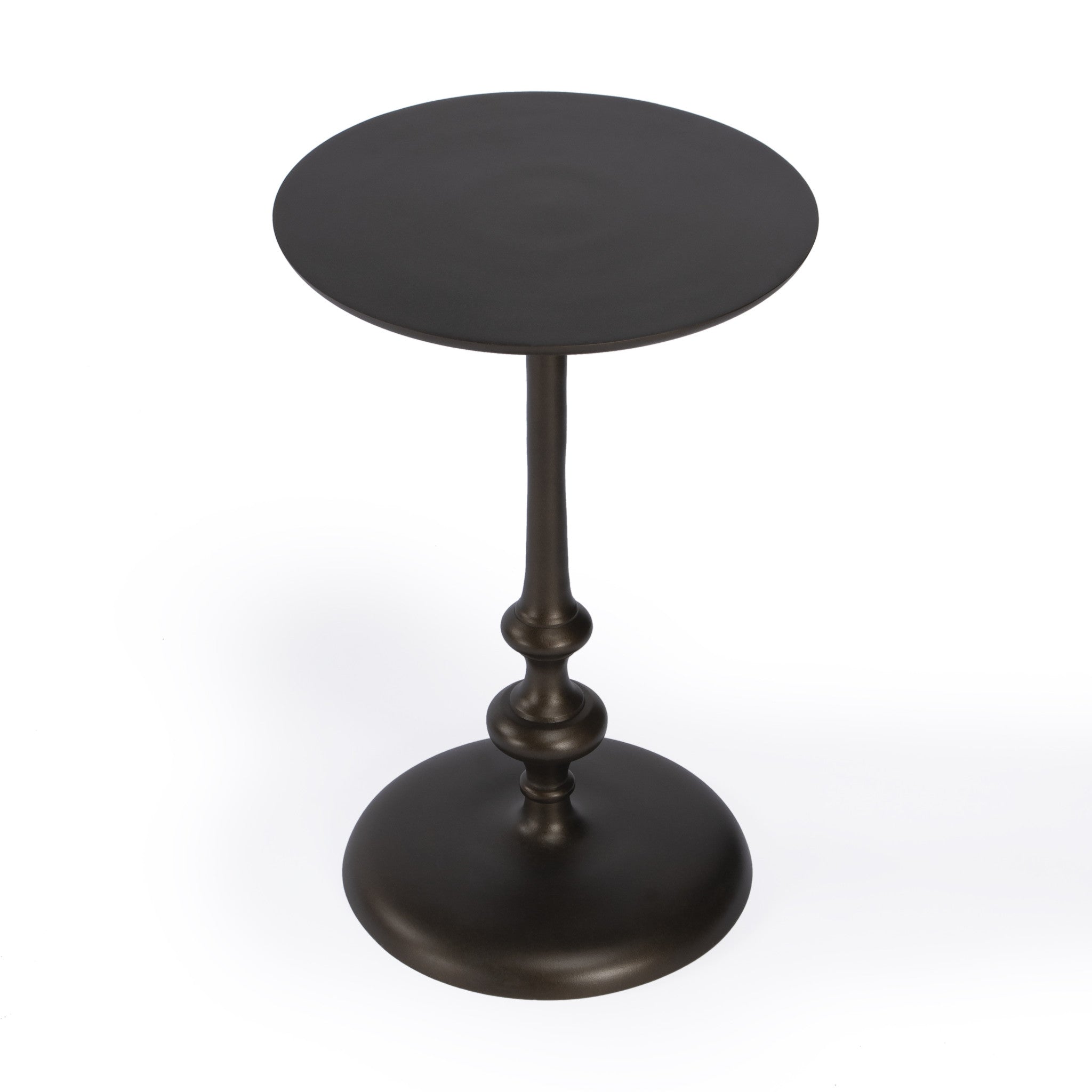 18" Dark Burnished Bronze Aluminum Round Top Pedestal End Table