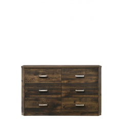 59" Rustic Walnut Manufactured Wood Six Drawer Double Dresser