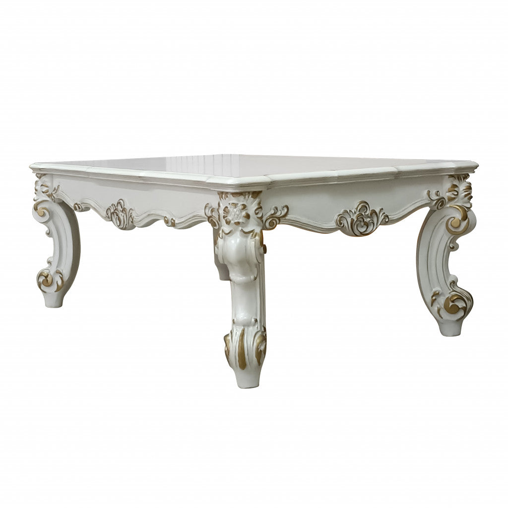 24" Antique Pearl Manufactured Wood Rectangular Coffee Table