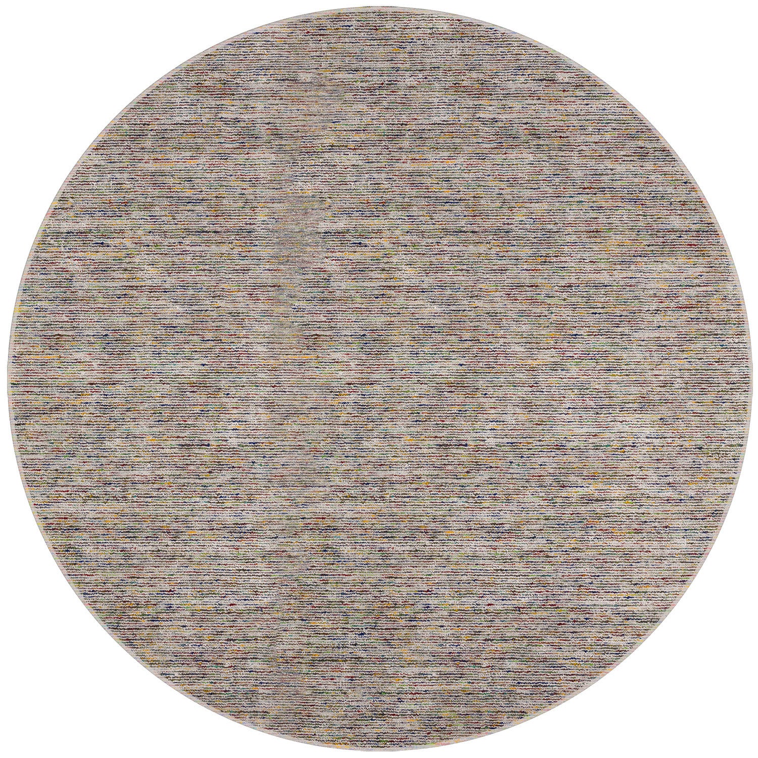 12' Round Grey Blue And Yellow Round Wool Hand Loomed Handmade Area Rug