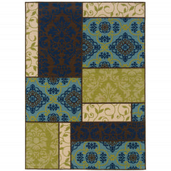 3' X 5' Brown Geometric Stain Resistant Indoor Outdoor Area Rug