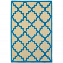 10' X 13' Sand Geometric Stain Resistant Indoor Outdoor Area Rug
