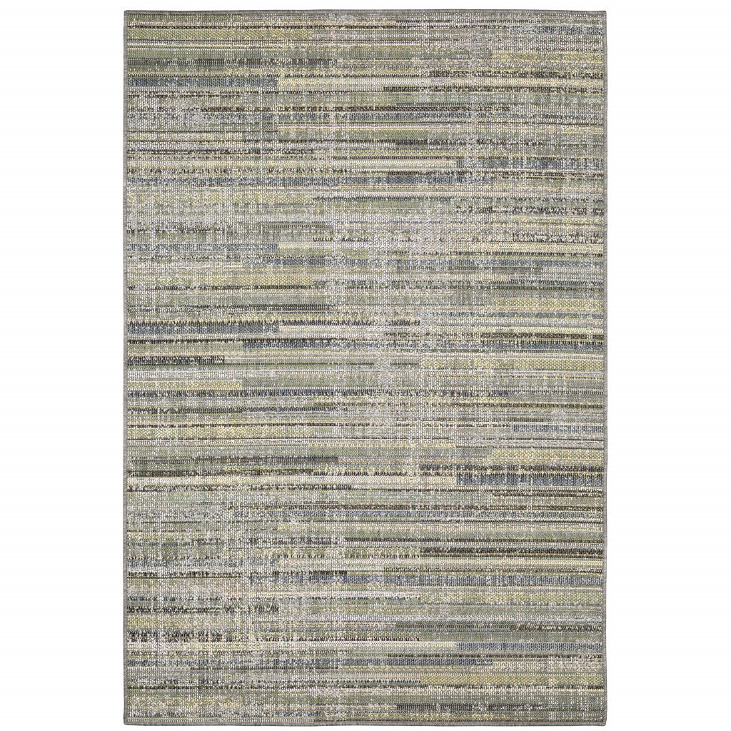 8' X 10' Blue Abstract Stain Resistant Indoor Outdoor Area Rug