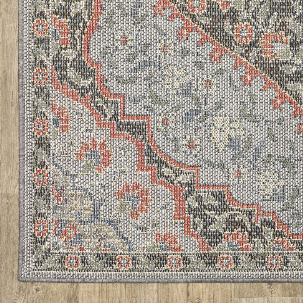 6' X 9' Blue Oriental Stain Resistant Indoor Outdoor Area Rug