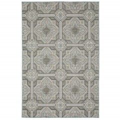 2' X 8' Grey Geometric Stain Resistant Indoor Outdoor Area Rug