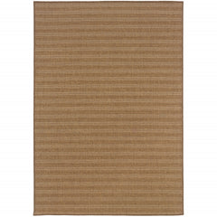 3' X 5' Tan Striped Stain Resistant Indoor Outdoor Area Rug