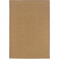 9' X 13' Tan Striped Stain Resistant Indoor Outdoor Area Rug