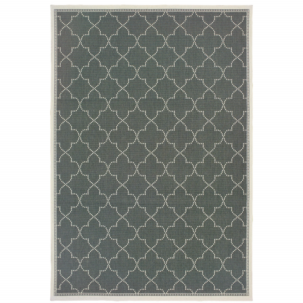 2' X 4' Grey Geometric Stain Resistant Indoor Outdoor Area Rug