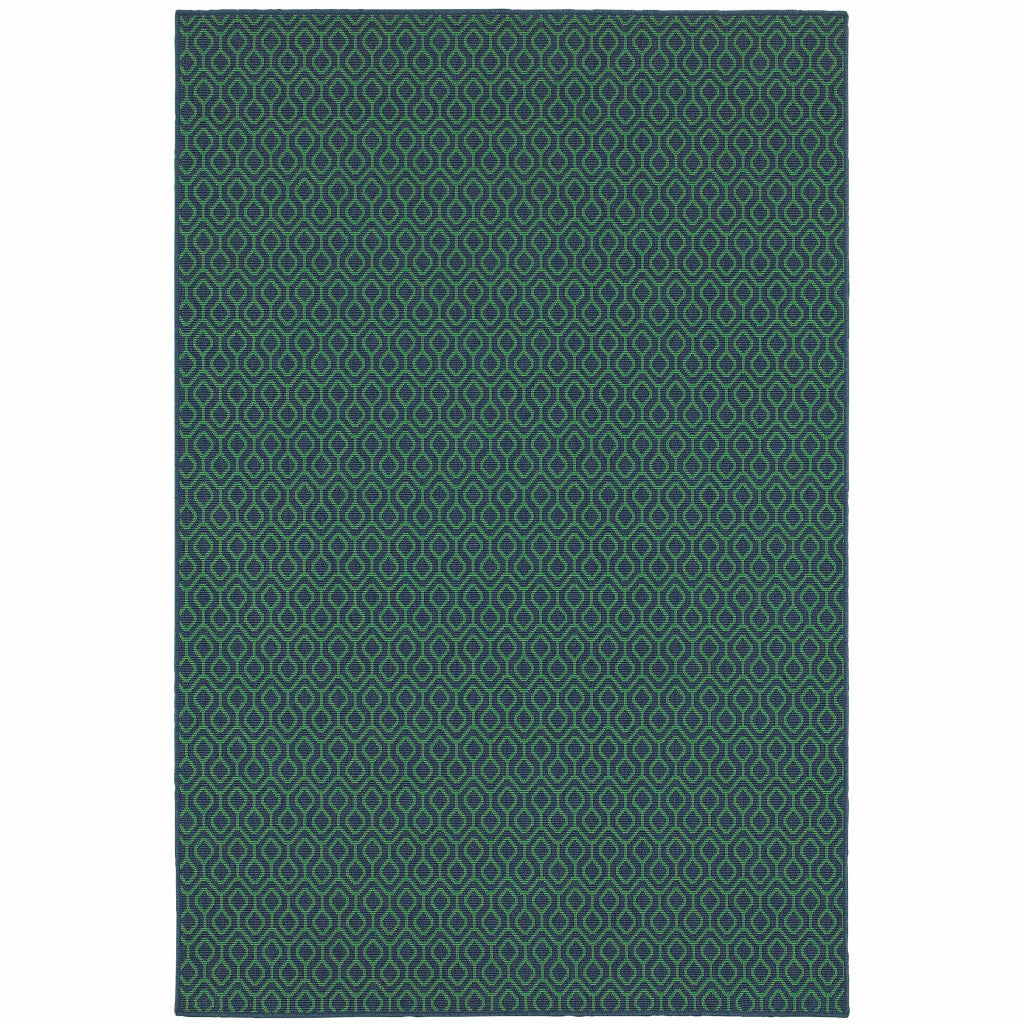 2' X 3' Navy Geometric Stain Resistant Indoor Outdoor Area Rug