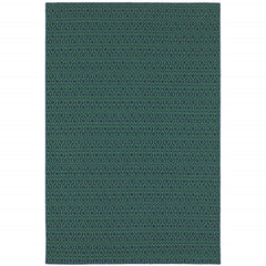 5' X 8' Navy Geometric Stain Resistant Indoor Outdoor Area Rug