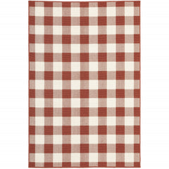 9' X 13' Red Geometric Stain Resistant Indoor Outdoor Area Rug