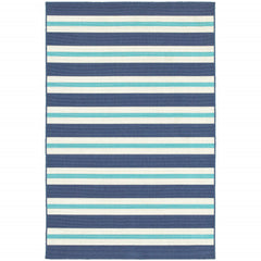 8' X 11' Blue Geometric Stain Resistant Indoor Outdoor Area Rug