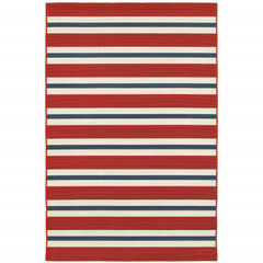 4' X 6' Red Geometric Stain Resistant Indoor Outdoor Area Rug